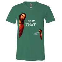 Funny Jesus Bible Best Joke Quote I Saw That And That V-Neck T-Shirt