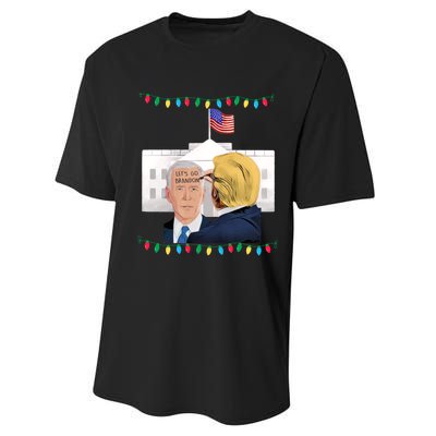 Funny Joe Biden LetS Go Brandon Ugly Christmas Sweater Performance Sprint T-Shirt