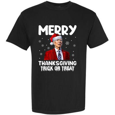 Funny Joe Biden Merry Thanksgiving Trick Or Treat Garment-Dyed Heavyweight T-Shirt