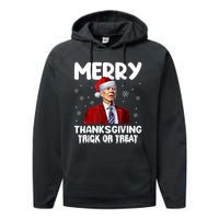 Funny Joe Biden Merry Thanksgiving Trick Or Treat Performance Fleece Hoodie