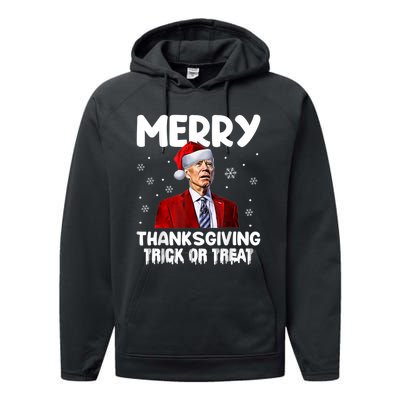 Funny Joe Biden Merry Thanksgiving Trick Or Treat Performance Fleece Hoodie