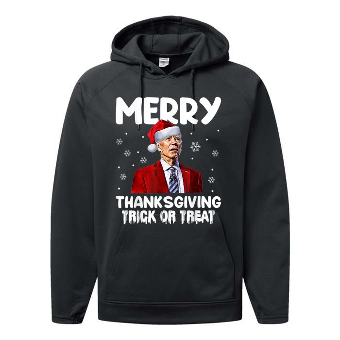 Funny Joe Biden Merry Thanksgiving Trick Or Treat Performance Fleece Hoodie