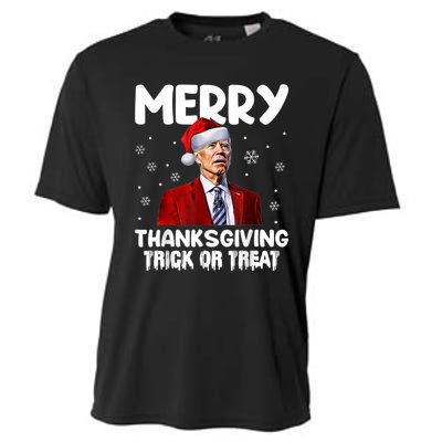 Funny Joe Biden Merry Thanksgiving Trick Or Treat Cooling Performance Crew T-Shirt