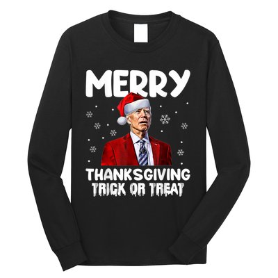 Funny Joe Biden Merry Thanksgiving Trick Or Treat Long Sleeve Shirt