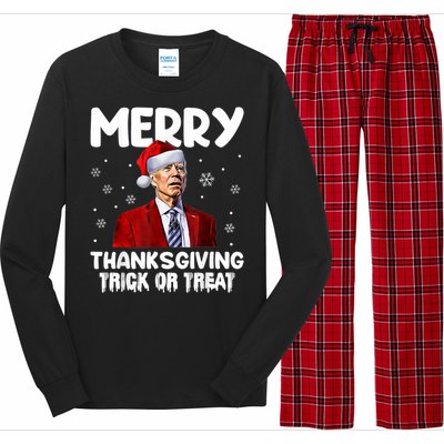 Funny Joe Biden Merry Thanksgiving Trick Or Treat Long Sleeve Pajama Set