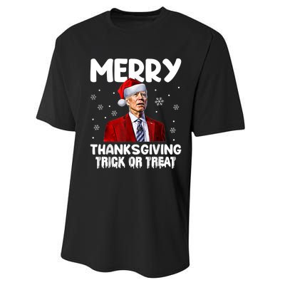 Funny Joe Biden Merry Thanksgiving Trick Or Treat Performance Sprint T-Shirt