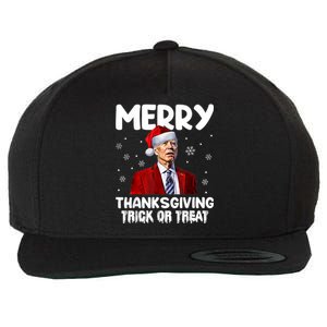 Funny Joe Biden Merry Thanksgiving Trick Or Treat Wool Snapback Cap