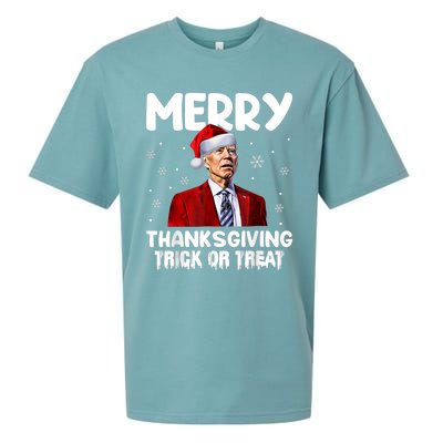 Funny Joe Biden Merry Thanksgiving Trick Or Treat Sueded Cloud Jersey T-Shirt