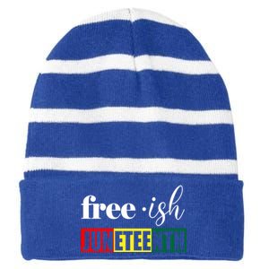 Freegiftish Juneteenth Black History American June 19th 1965 Gift Striped Beanie with Solid Band