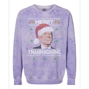 Funny Joe Biden Merry Thanksgiving Ugly Christmas Gift Colorblast Crewneck Sweatshirt