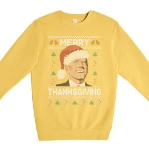 Funny Joe Biden Merry Thanksgiving Ugly Christmas Gift Premium Crewneck Sweatshirt