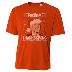 Funny Joe Biden Merry Thanksgiving Ugly Christmas Gift Cooling Performance Crew T-Shirt