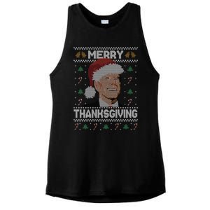 Funny Joe Biden Merry Thanksgiving Ugly Christmas Gift Ladies PosiCharge Tri-Blend Wicking Tank