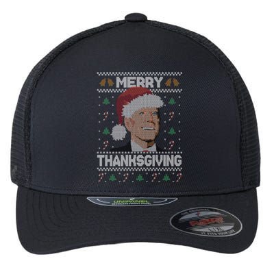 Funny Joe Biden Merry Thanksgiving Ugly Christmas Gift Flexfit Unipanel Trucker Cap