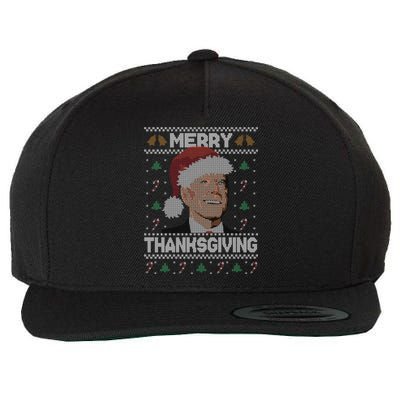 Funny Joe Biden Merry Thanksgiving Ugly Christmas Gift Wool Snapback Cap