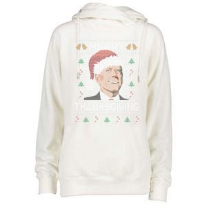 Funny Joe Biden Merry Thanksgiving Ugly Christmas Gift Womens Funnel Neck Pullover Hood