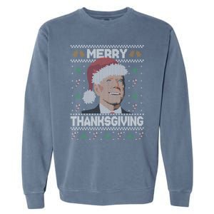 Funny Joe Biden Merry Thanksgiving Ugly Christmas Gift Garment-Dyed Sweatshirt