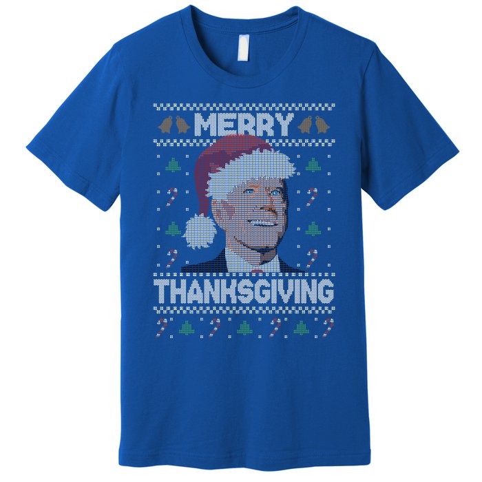 Funny Joe Biden Merry Thanksgiving Ugly Christmas Gift Premium T-Shirt