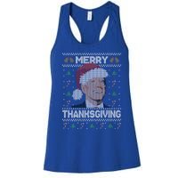 Funny Joe Biden Merry Thanksgiving Ugly Christmas Gift Women's Racerback Tank