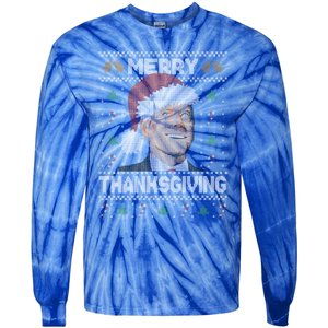 Funny Joe Biden Merry Thanksgiving Ugly Christmas Gift Tie-Dye Long Sleeve Shirt