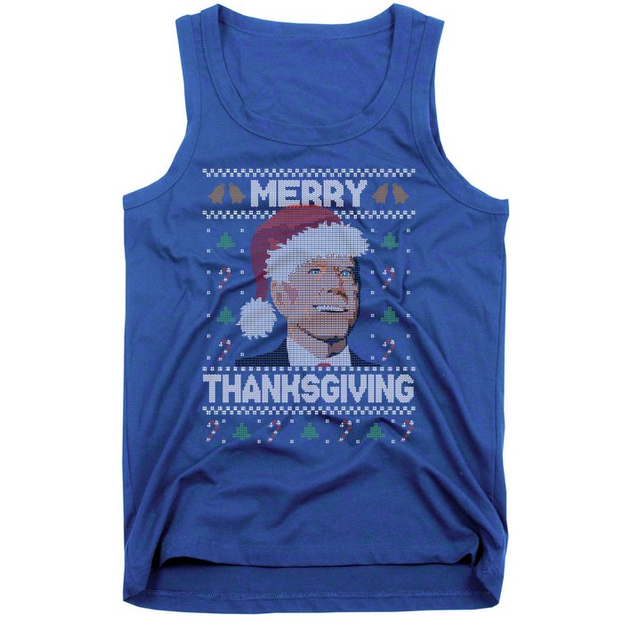 Funny Joe Biden Merry Thanksgiving Ugly Christmas Gift Tank Top