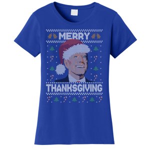 Funny Joe Biden Merry Thanksgiving Ugly Christmas Gift Women's T-Shirt