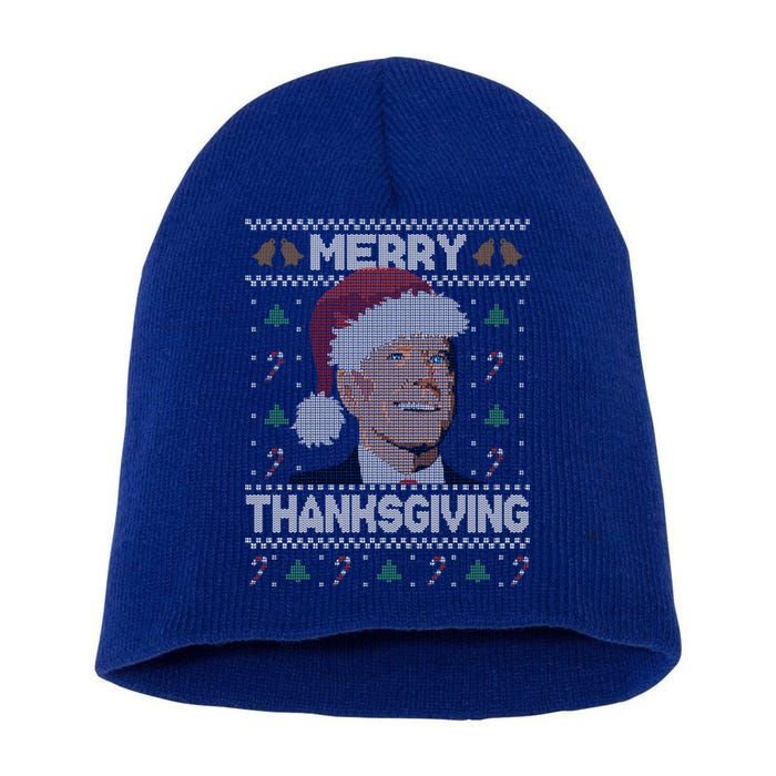 Funny Joe Biden Merry Thanksgiving Ugly Christmas Gift Short Acrylic Beanie