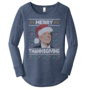 Funny Joe Biden Merry Thanksgiving Ugly Christmas Gift Women's Perfect Tri Tunic Long Sleeve Shirt