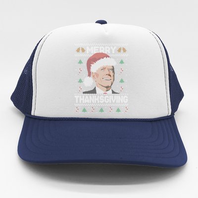 Funny Joe Biden Merry Thanksgiving Ugly Christmas Gift Trucker Hat