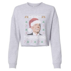 Funny Joe Biden Merry Thanksgiving Ugly Christmas Gift Cropped Pullover Crew