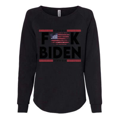 Fuck Joe Biden Funny Anti Democrat Us Flag Distressed Fuck Joe Biden Womens California Wash Sweatshirt