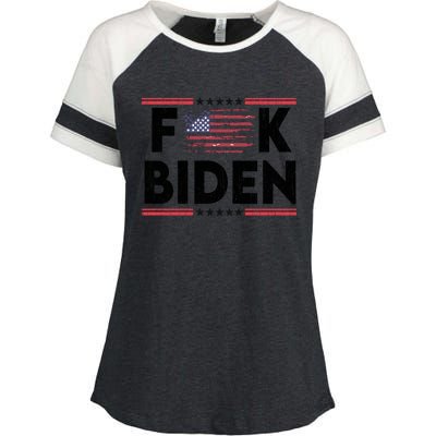 Fuck Joe Biden Funny Anti Democrat Us Flag Distressed Fuck Joe Biden Enza Ladies Jersey Colorblock Tee