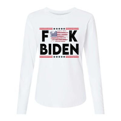 Fuck Joe Biden Funny Anti Democrat Us Flag Distressed Fuck Joe Biden Womens Cotton Relaxed Long Sleeve T-Shirt