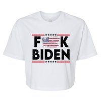 Fuck Joe Biden Funny Anti Democrat Us Flag Distressed Fuck Joe Biden Bella+Canvas Jersey Crop Tee