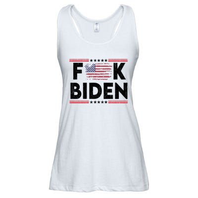 Fuck Joe Biden Funny Anti Democrat Us Flag Distressed Fuck Joe Biden Ladies Essential Flowy Tank