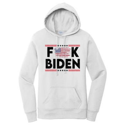 Fuck Joe Biden Funny Anti Democrat Us Flag Distressed Fuck Joe Biden Women's Pullover Hoodie