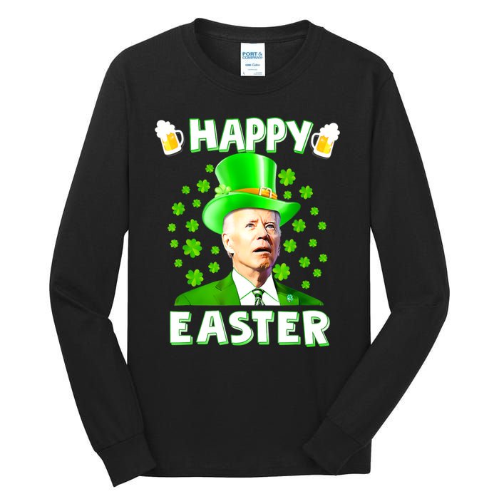 Funny Joe Biden St Patricks Day Happy 4th Of Easter Tall Long Sleeve T-Shirt