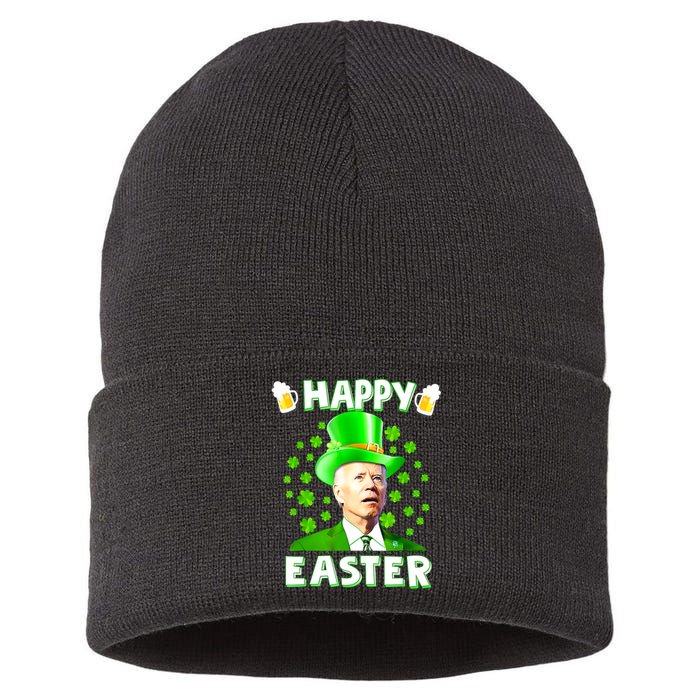 Funny Joe Biden St Patricks Day Happy 4th Of Easter Sustainable Knit Beanie