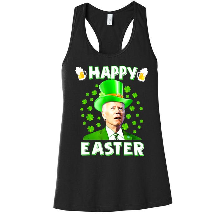 Funny Joe Biden St Patricks Day Happy 4th Of Easter Women's Racerback Tank