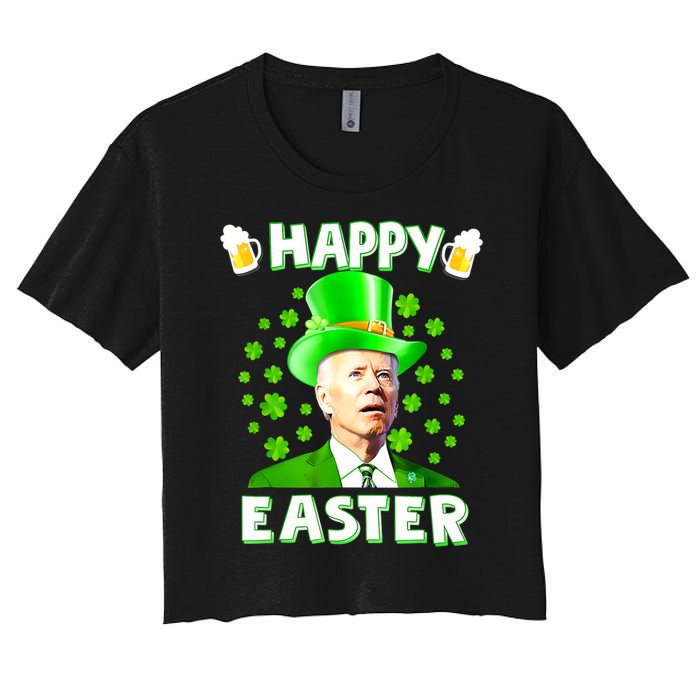 Funny Joe Biden St Patricks Day Happy 4th Of Easter Women's Crop Top Tee