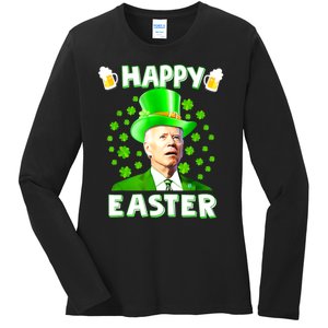 Funny Joe Biden St Patricks Day Happy 4th Of Easter Ladies Long Sleeve Shirt