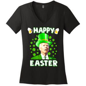 Funny Joe Biden St Patricks Day Happy 4th Of Easter Women's V-Neck T-Shirt