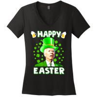 Funny Joe Biden St Patricks Day Happy 4th Of Easter Women's V-Neck T-Shirt