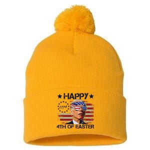 Funny Joe Biden 4th Of July Gifts Happy Halloween Firework Pom Pom 12in Knit Beanie