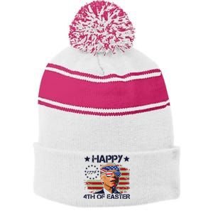 Funny Joe Biden 4th Of July Gifts Happy Halloween Firework Stripe Pom Pom Beanie