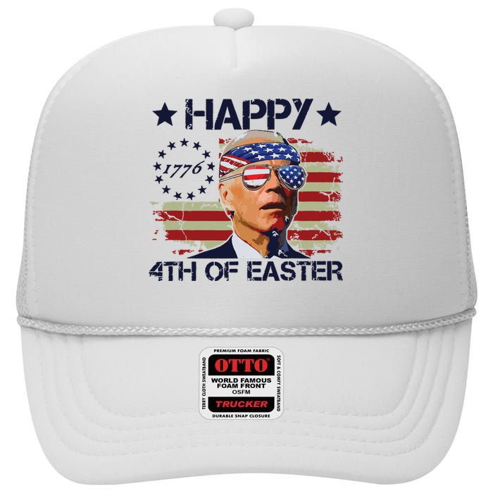 Funny Joe Biden 4th Of July Gifts Happy Halloween Firework High Crown Mesh Back Trucker Hat