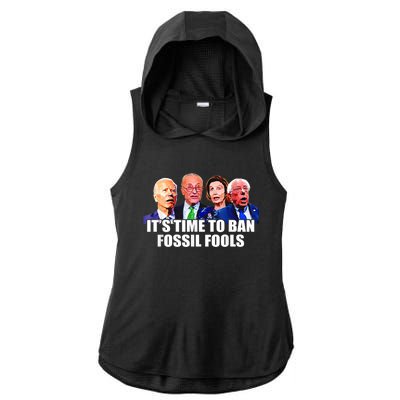 Funny Joe Biden It's Time To Ban Fossil Fools Anti Liberals Ladies PosiCharge Tri-Blend Wicking Draft Hoodie Tank