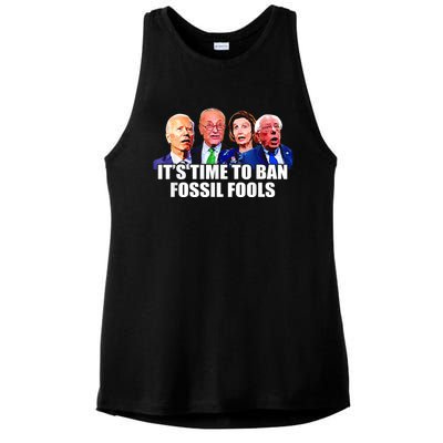 Funny Joe Biden It's Time To Ban Fossil Fools Anti Liberals Ladies PosiCharge Tri-Blend Wicking Tank