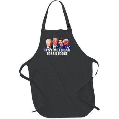 Funny Joe Biden It's Time To Ban Fossil Fools Anti Liberals Full-Length Apron With Pockets