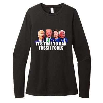 Funny Joe Biden It's Time To Ban Fossil Fools Anti Liberals Womens CVC Long Sleeve Shirt